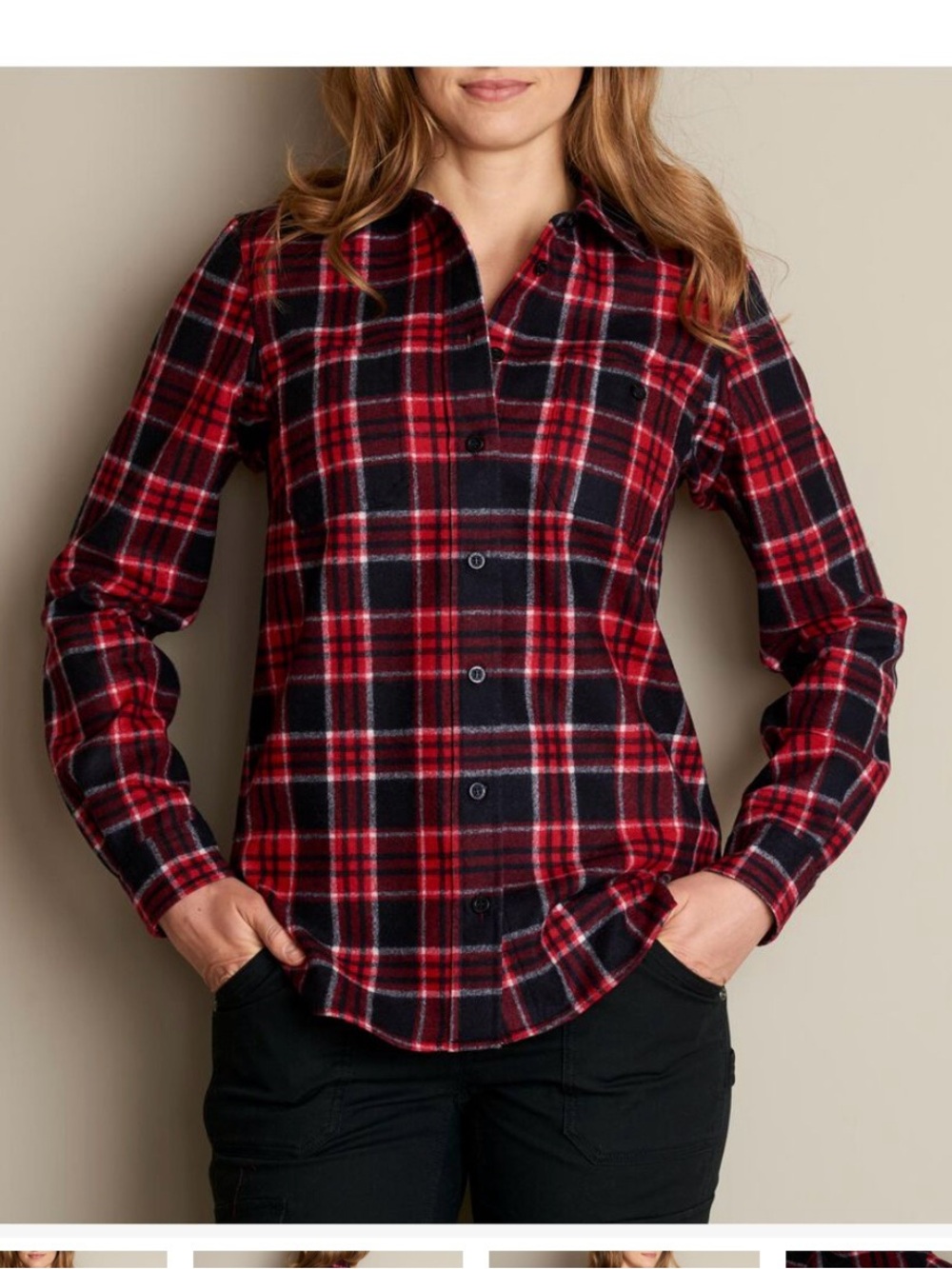 Duluth Trading Plaid All Cotton Button Down Tab Sleeve Flannel